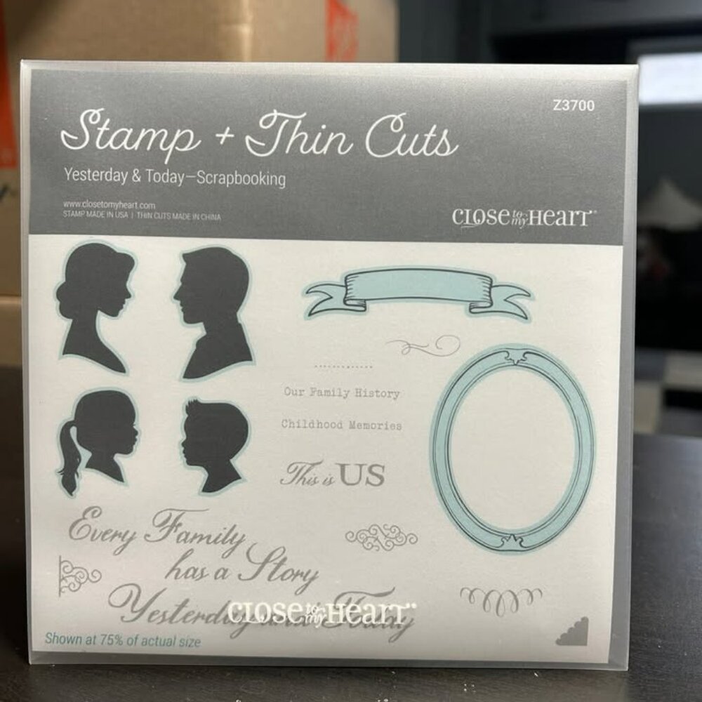 Close to My Heart "Yesterday & Today - Scrapbooking" Stamp + Thin Cuts Set